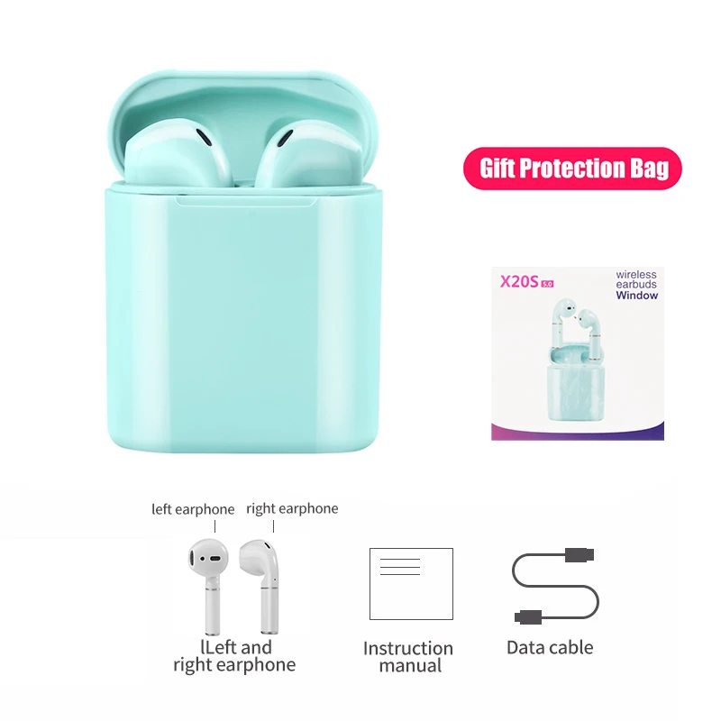 Green with Box Bluetooth с сенсорным управлением наушники Tws Bluetooth гарнитура Беспроводные наушники Handsfree наушники Bluetooth наушники в ухо - Цвет: Green with Box