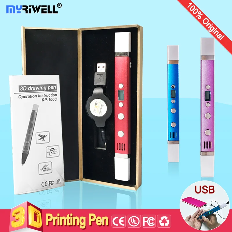 3d Ручка Myriwell светодиодный дисплей USB зарядка 3 d pen3d модель креативная ручка