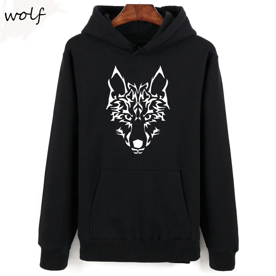 Black Cool Ferocious Wolf Hoodies Fashion Classic All-Match Style Garnett Casual Funny Wolf Howl Clothes Wolf Unique Tops Cotton