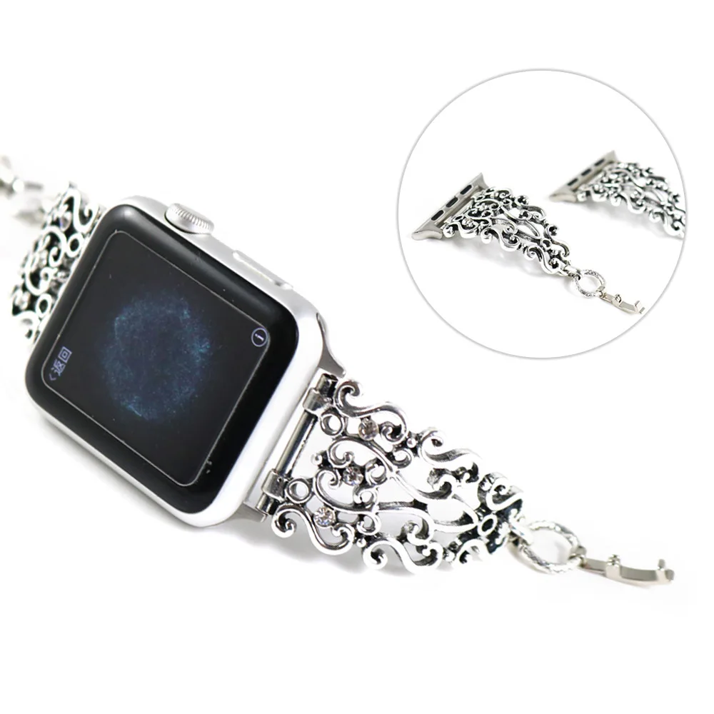 

Retro Watchband Women Metal Bracelet for Apple Watch Band Series 5 4 3 2 1 Chain Strap for iWatch 40mm 44mm 38mm 42mm Wrist Belt