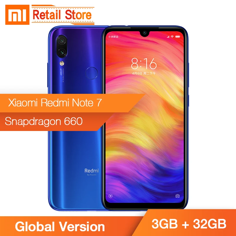 Глобальная версия Xiaomi Redmi Note 7 сяоми редми нот 3 GB 32 Snapdragon 660 48MP двойная камера 13MP 6