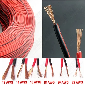 

16 18 20 22AWG 2pin Electrical Copper Rubber LED Wire Cable Red Black 2Pin Insulated Extend Cord Car Audio Speaker Wire Cable