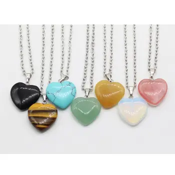 

20Pcs Heart Shape Healing Crystal Chakra Quartz Stone Multicolor Gemstone Pendants DIY Necklace Earring Jewelry Making
