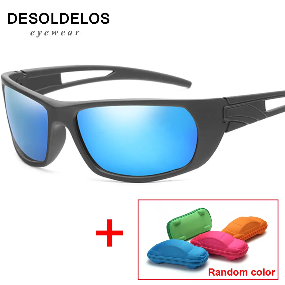 R01 blue lens Мужские HD поляризованные солнцезащитные очки UV400 черные пластиковые солнцезащитные очки женские Овальные спортивные очки для вождения Gafas De Sol 063 с коробкой - Цвет линз: R01 blue lens