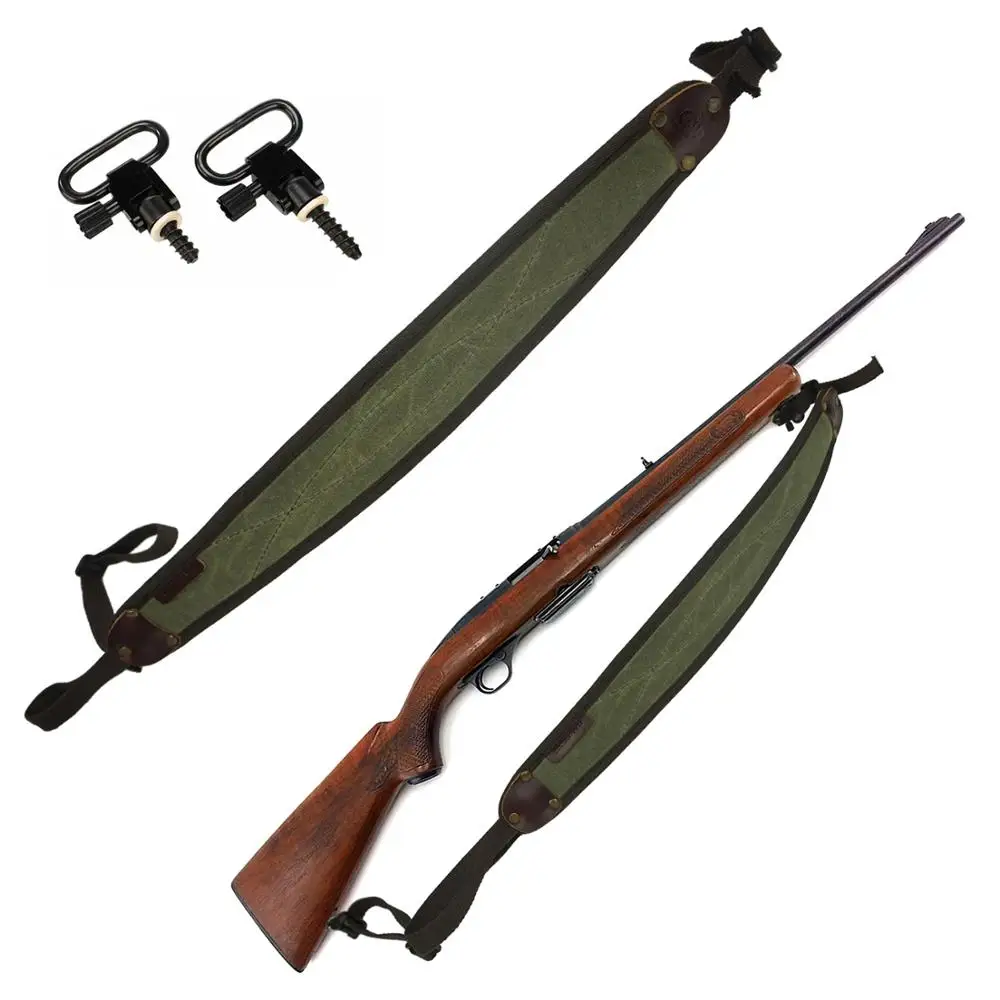 Tactical Canvas Leather Rifle Shotgun Sling 1" Quick Detach Sling Swivels Gun Shoulder Pad Strap Hunting Gun Accessories 68-99CM