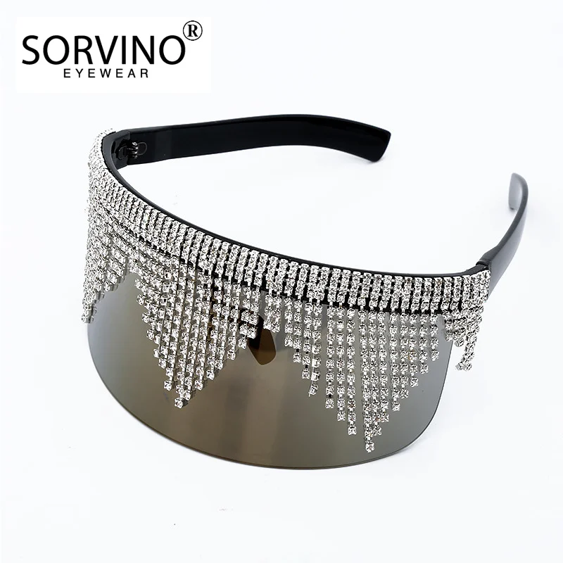 Модные стразы негабаритные зеркальные солнцезащитные очки для женщин и мужчин