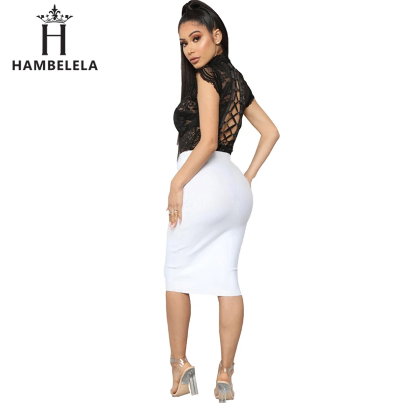 HAMBELELA Sexy Club Wear Hollow Out Lace Bodysuit Women High Neck Short Sleeve Lace Up Romper Skinny Feminino Bodycon Overalls (1)