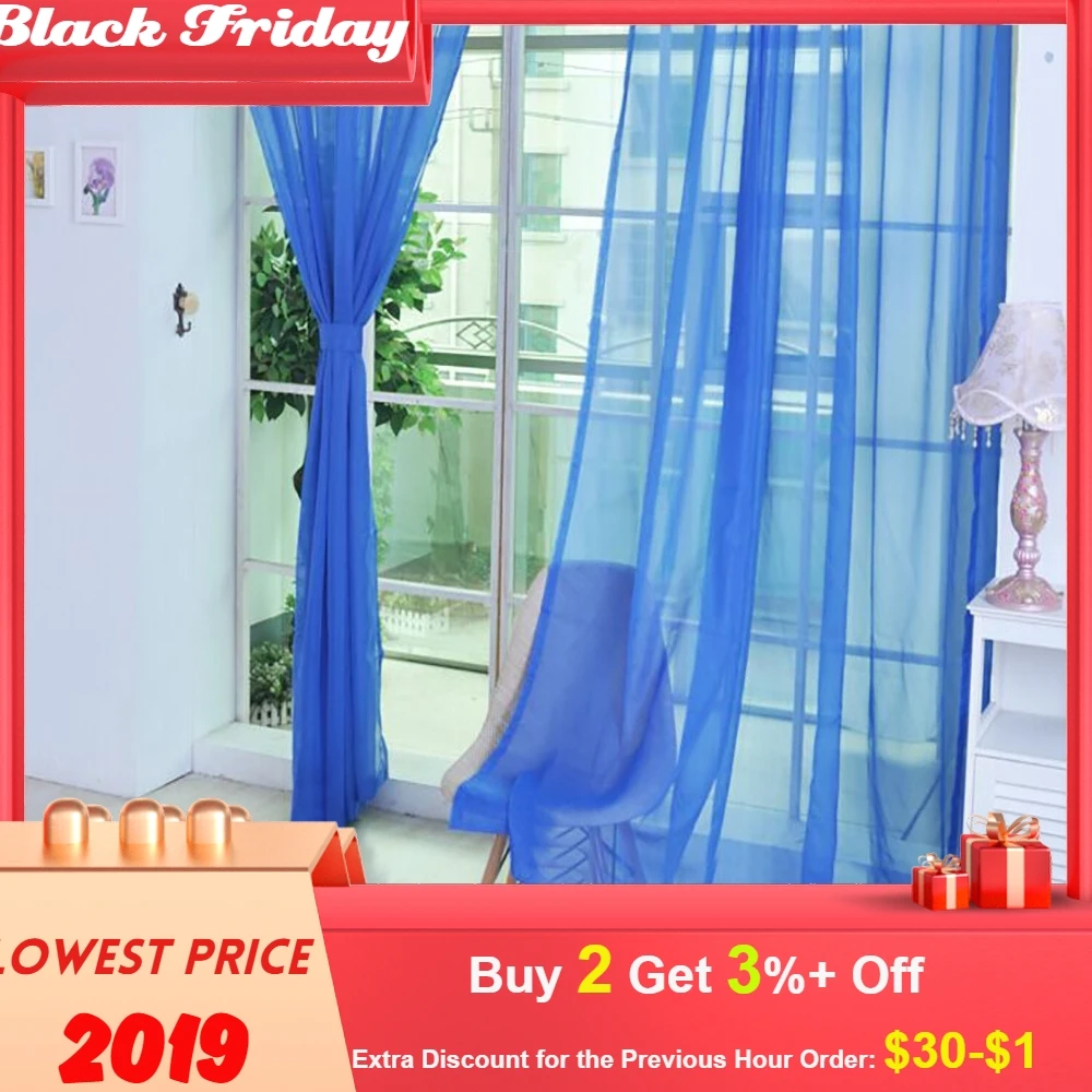 1pcs European And American Style White Window Curtains Solid Door Curtains Transparent Tulle Curtain For Living Room