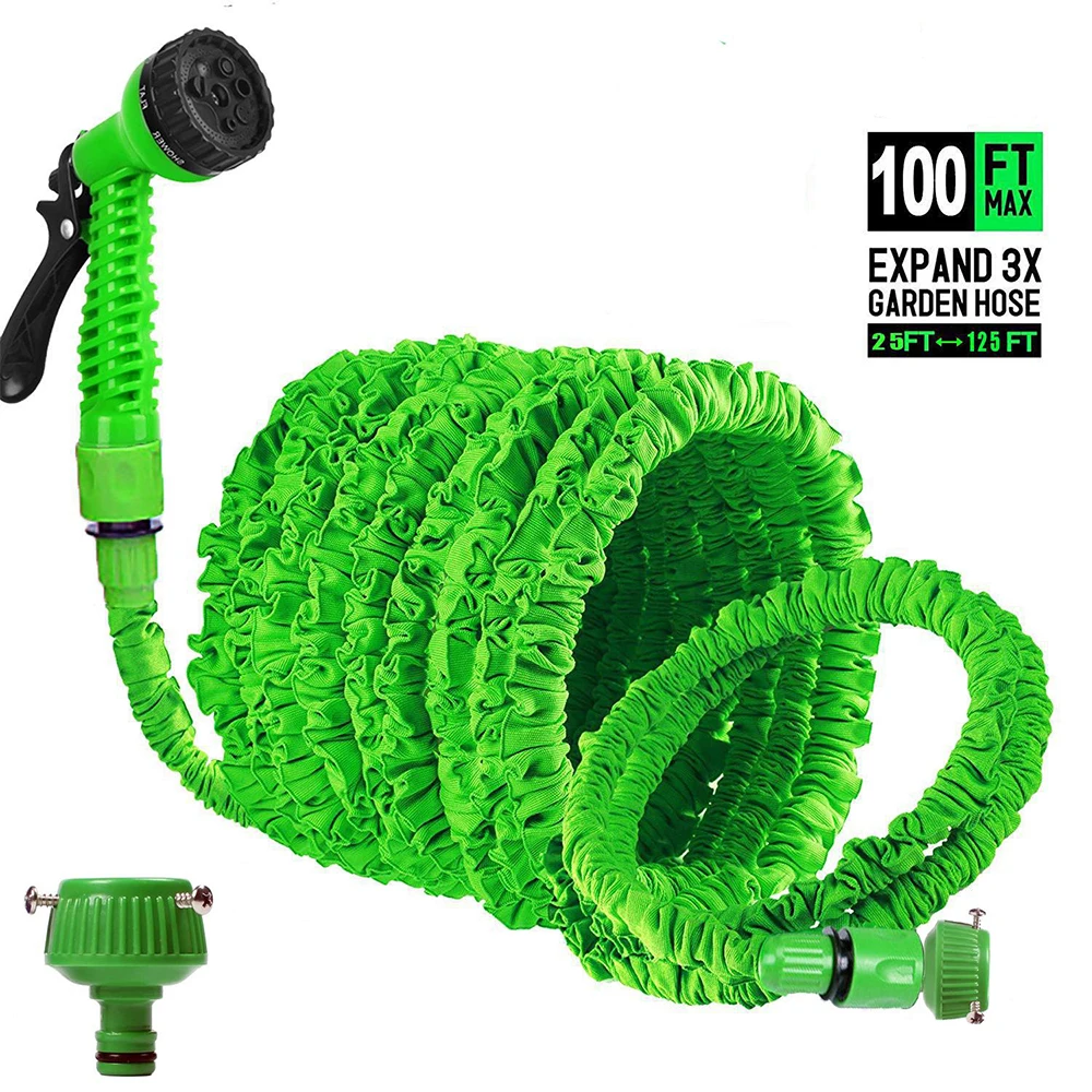 25to150 FT Flexible Garden Hose Car Watering Hose with Spray Gun