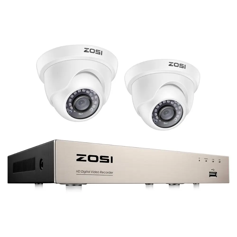 ZOSI 1080P CCTV Camera System 4CH 1080P DVR System with 2x Outdoor 2MP Video Security Cameras 2CH Home Surveillance Camera Kit