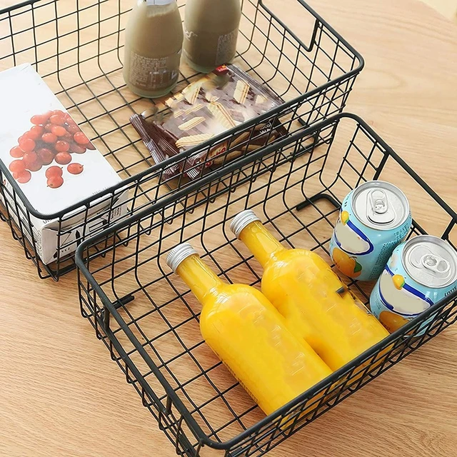 2 Pcs Freezer Storage Basket Pantry Organization Baskets Wire Fridge  Containers Bins Organizer Refrigerator - AliExpress