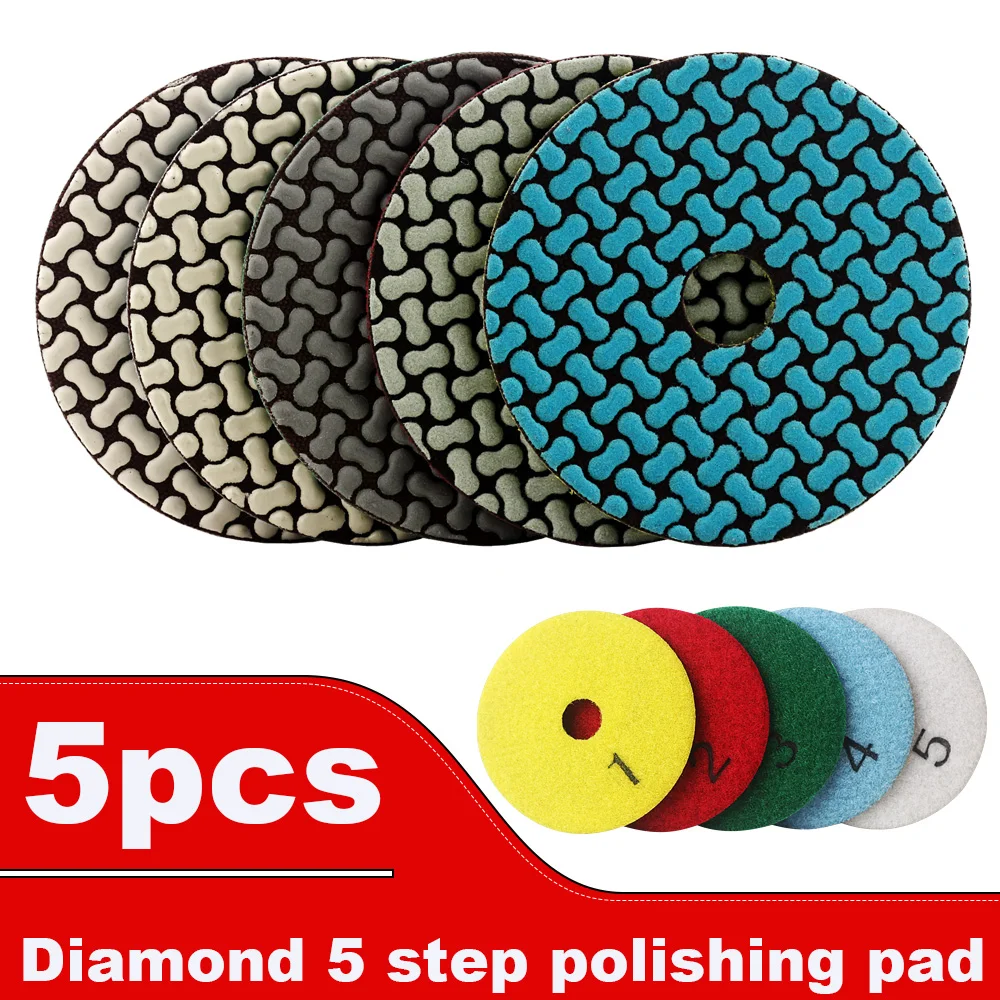Diamond 4 inch dry 5 step polishing pads 100mm for granite,marble and