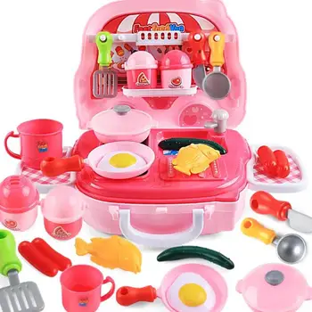 

Kuulee Children's Kitchenware Cooking Set Table Pretend Play Suitcase Toy Set High Quality Mini Toys Small Model