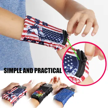 

Outdoor Running Cycling Wristlet Bag 2 Slots Wrist Wallet Cell Phone Holder Sweat Bands Armband for Travel Running