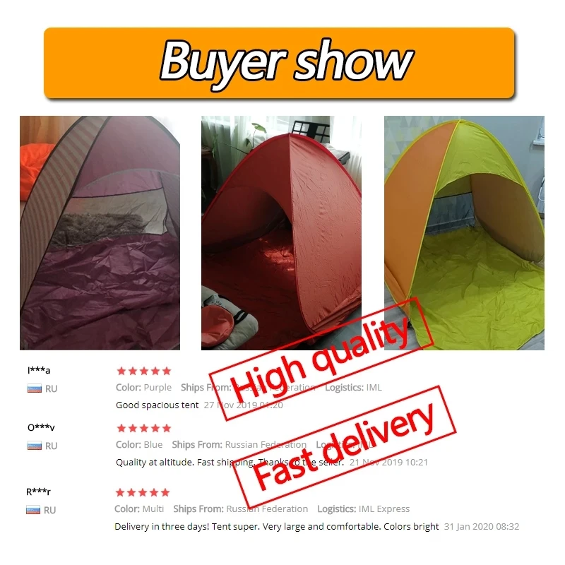 Quick Automatic Beach Tent Outdoor Beach Shade Sun Shelter Tent UPF50+ Portable Canopy For Camping Fishing