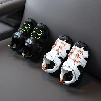 

Children Sandals Sport Style Covered-toes Kids Boys Cut-out Beach Sandals Kids Mesh Sneakers Non-slip Sole SX485