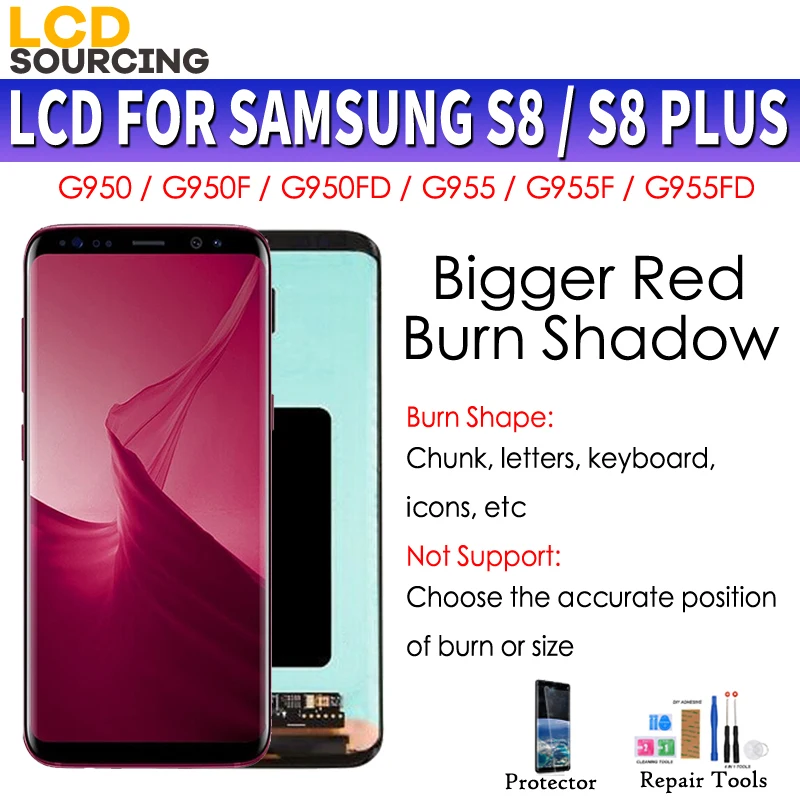  AMOLED BIGGER BIG RED BURN SHADOW For Samsung S8 G950 LCD Display Touch Screen Digitizer Assembly F