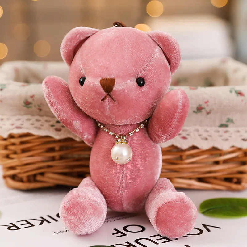 2pcs 15cm Dorable Plush Animal Shape Bear Keychain Stuffed Colorful Rabbit Pendant Lovely Elephant for Girl and Children Gifts