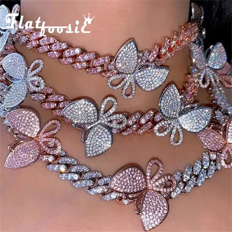 Cuban Chain Butterfly Choker Necklace 