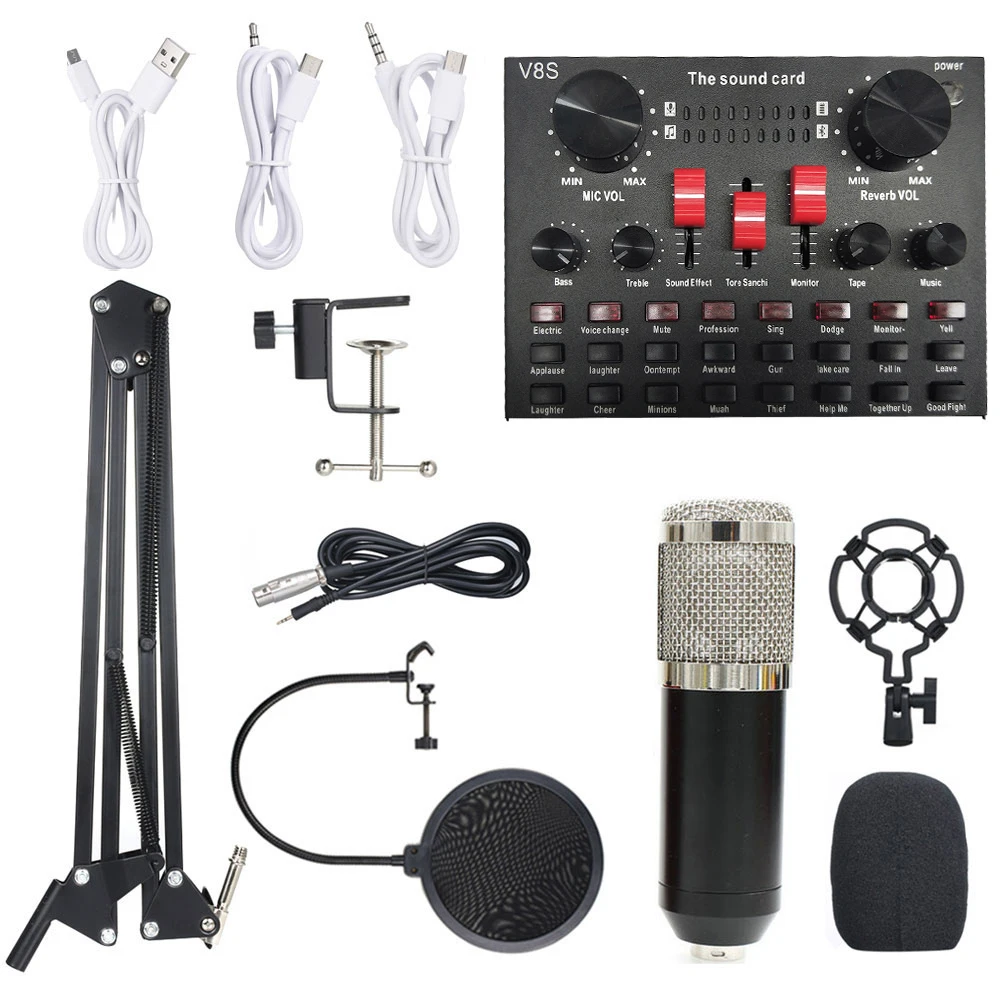 Multifunctional Live Sound Card Bm800 Microphone Set Audio Recording