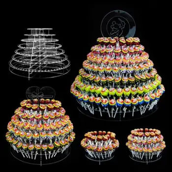 

DIY Clear Acrylic 2-Tier-7 tiers Cake Pop Lollipop Holder Party Display Stand Lollipop Candy Storage Rack Organizer