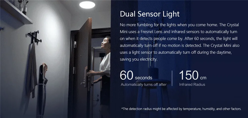 Xiaomi Yee светильник, мини-датчик, потолочный светильник, кристалл, датчик y, светильник, мини-движение человеческого тела, умный ночной Светильник для балкона, коридора