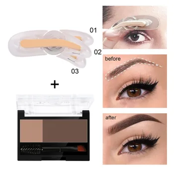 

Two-color Eyebrow Powder With Adjustable Eyebrow Stamp Eyebrow Brush Tattoo Waterproof Eyebrow Enhancers Powder Cosmetics Makeup