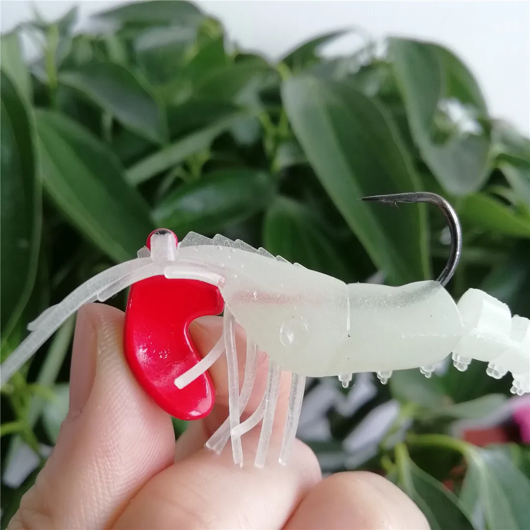 Swolfy 10pcs 7cm 12.7g Soft Shrimp Fishing Lures Bionic Artificial Shrimp Bait With Lead Sea Fishing Tackle with box