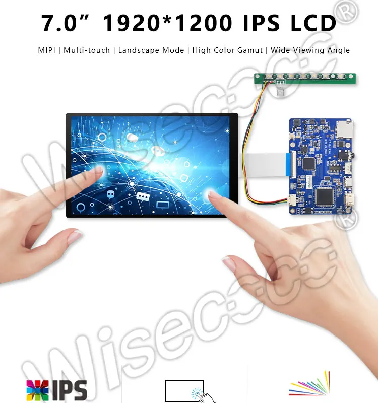 Wisecoco 7 дюймов HDMI ips Дисплей 1920x1200 MIPI ЖК-дисплей с драйвер платы флеш-накопитель USB, сенсорный Поддержка Win7 8 10 Raspberry Pi 3 TFTMD070021