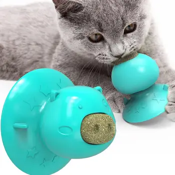 

Funny Mint Kitten Toys Pig Head Shape Improves Appetite Excites Your Feline Dental Cat Toy Suction Cup Base Catnip Ball