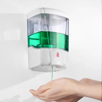

700ml Kitchen Large Capacity LED Indicator Hand Wash Soap Dispenser Touchless Automatic Handsfree Toilet Wall Mounted IR Sensor