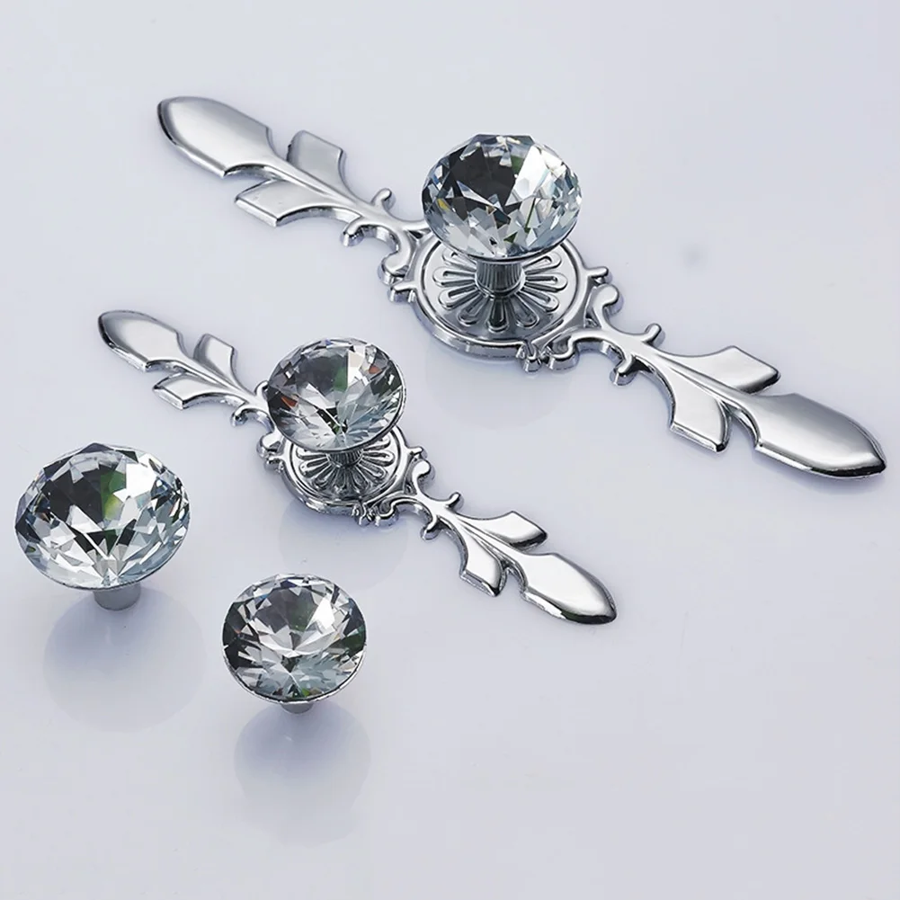 1xDiamond Хрустальная дверная ручка шкаф кухонный шкаф ручка