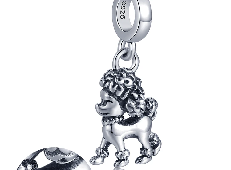 JewelryPalace 925 Sterling Silver Dog Lover Poodle Pendant Silver poodle charm charm bracelets for women Not Include A Chainb