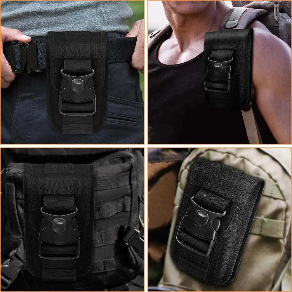 Tactical Nylon Phone Pouch Military Phone Holster Double-Layer EDC Waist Bags Hunting Molle Fanny Card Wallet Money Accessory