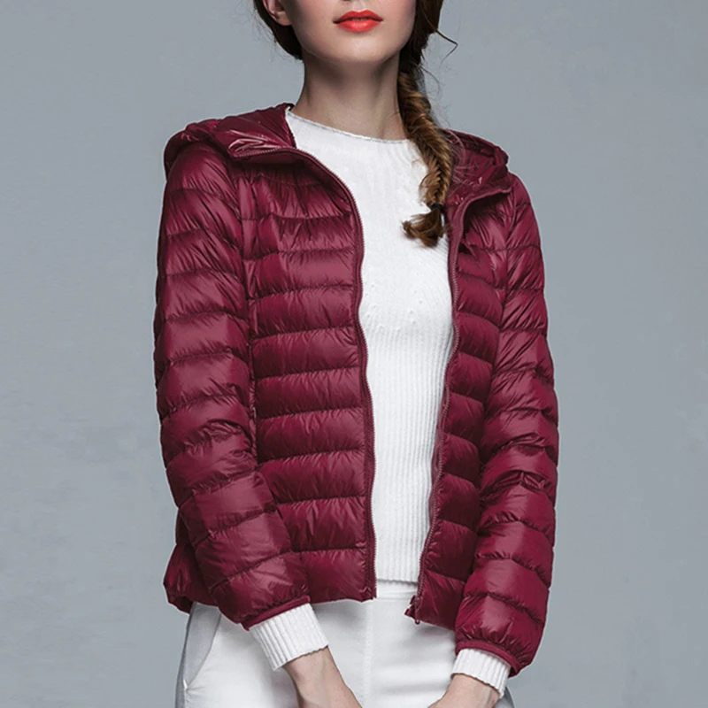 

Winter Women Men Light Down Jacket Unisex Ultra-thin Hooded Short Coat Warm Jackets Youth Slim Windproof Coats Casual Outwear