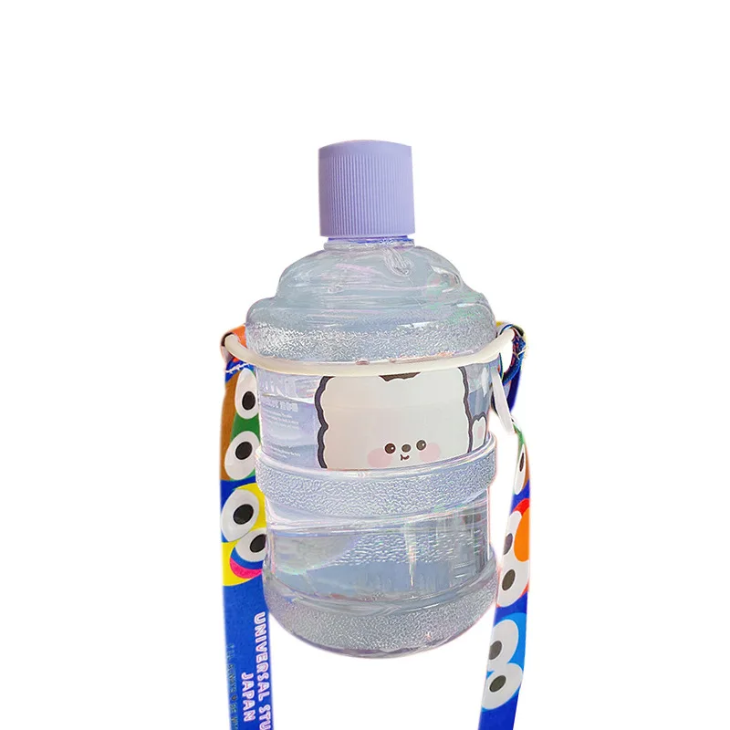 630ml Kawaii Bear Water Bottle Cute Mini Bucket Plastic Bottles Outdoor Sport Drinking Water Bottles Portable Large Capacity Cup 6