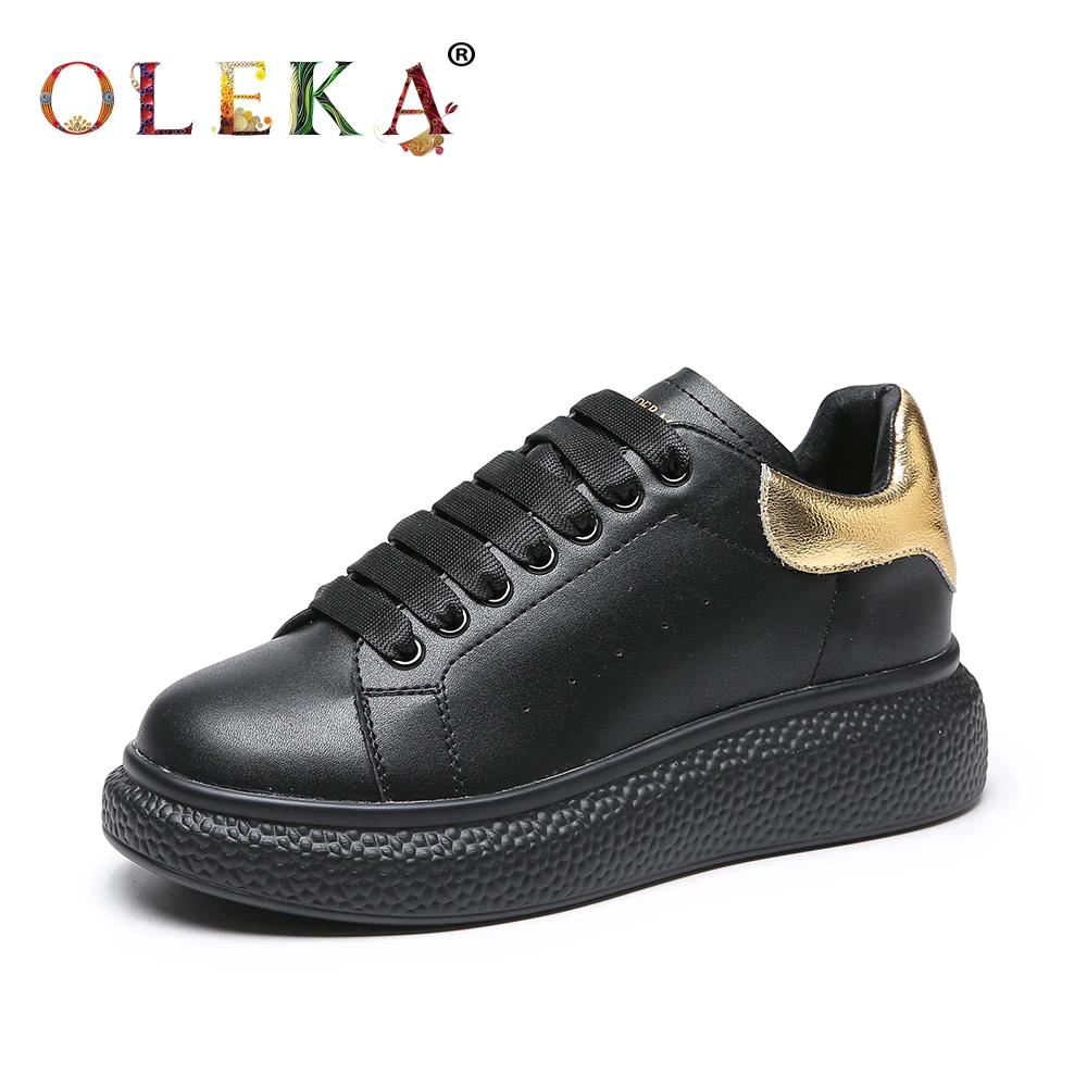 

OLEKA New 2020 Flat Platform Shoes Woman Flats Rome Strange Heeldress Spring/autumn Flats Round Toe Fashion Style Leather AS730