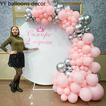 

DIY Macaron Baby Pink White Balloon Garland Arch Kit Metal Silver Ballons for Wedding Anniversary Baby Shower Party Decoratio