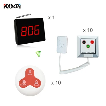 

999 Channel RF Wireless Calling System 1 Receiver Display Host 20pcs Call Button Hospital Restaurant Guest Call System