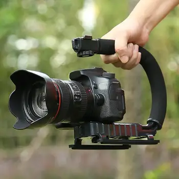 

U Grip Camera Handheld Stabilizer C Shaped Handle Grip for DV Camcorder LED Standard 1/4 Threaded Interface Easy to Install