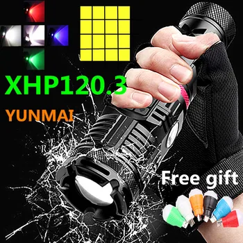 

12-core 800000 Glare XHP120.3 Most Powerful LED+Cob Flashlight 18650 USB LED Torch Lantern 3*18650 Hunting Lamp Hand Light