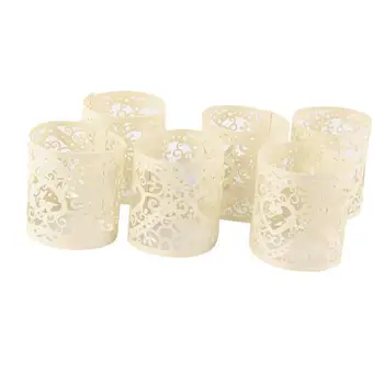 

6pcs Wedding Christmas LED Tea Light Candle Holders Table Decoration 4x4.5cm Heart (Cream)