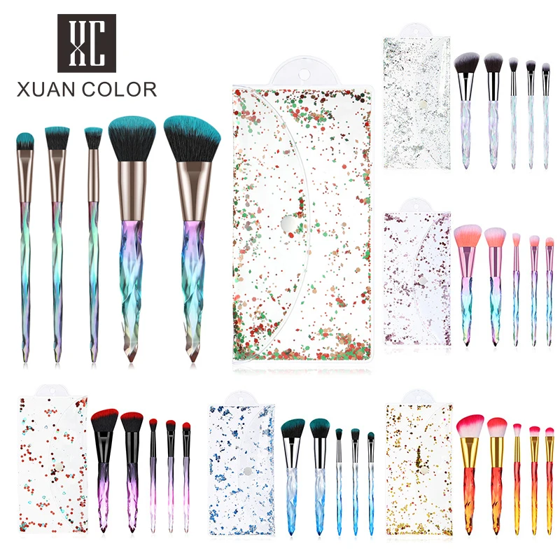 Новинка 5 шт. набор кистей для макияжа с прозрачной акриловой ручкой