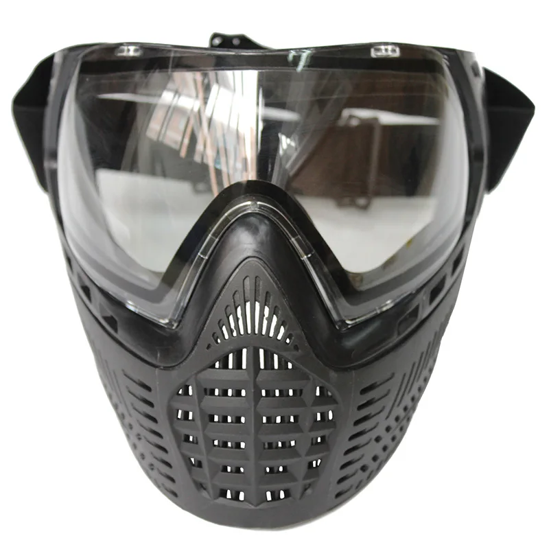 

All-black double-layer loose tight with paintball protective mask Soft glue anti-fog shooting protective helmet mask DYE style