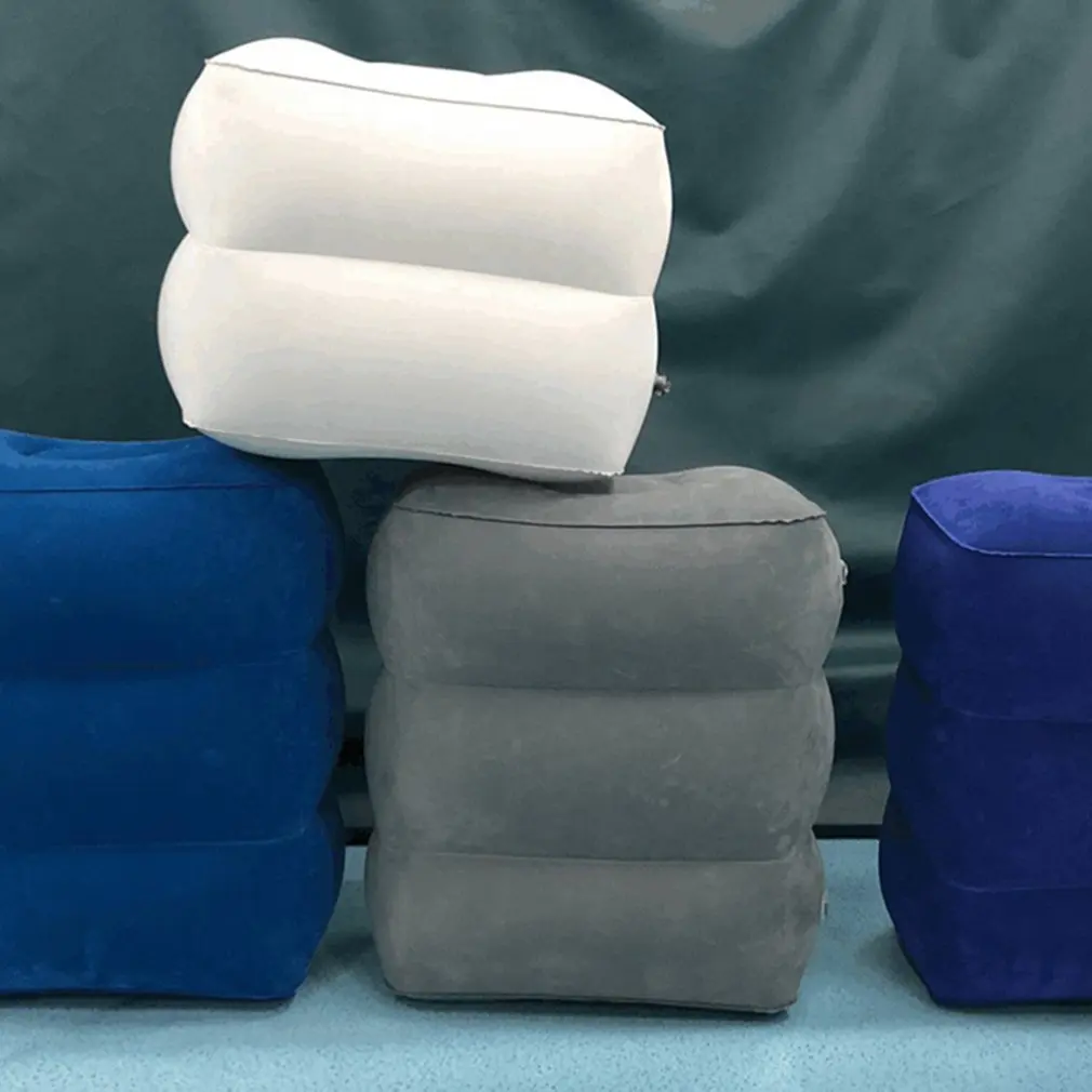 Portable Travel Inflatable Footrest Pillow Airplanes Rest Sleeping Flocking Foot Mat For Kids Adult Foot Pad