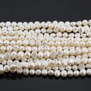 

Genuine wholesale 5strands 8mm AAA real baroque white pearl strands loose beads women lady jewelry DIY