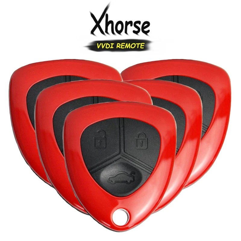 KEYECU 5x(английская версия) XHORSE для Ferrari Тип 3 кнопки универсальный дистанционный ключ для VVDI ключ инструмент с ключом слот красный