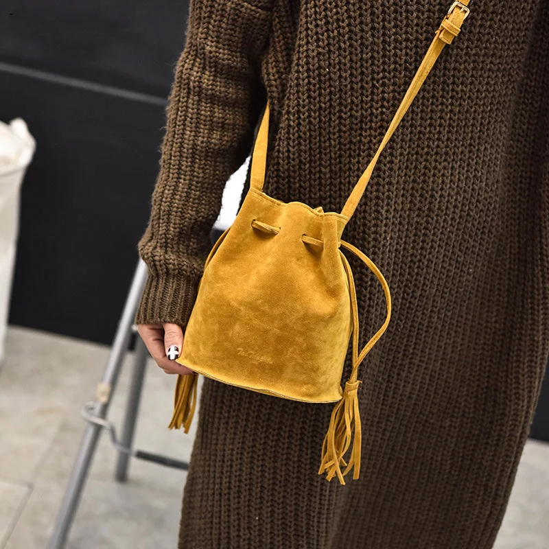 Зимние женские сумки, маленькая сумка через плечо с кисточкой, кожаная женская желтая сумка-мессенджер, высокое качество, сумка через плечо