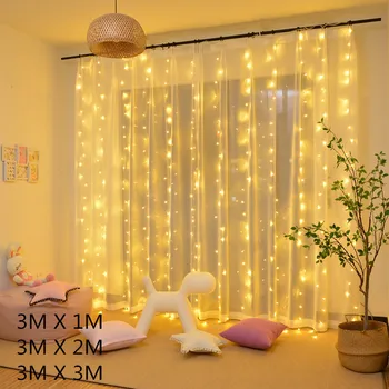 3*3M 300Leds Led Gordijn String Light Led Kerst Guirlande Party Patio Window Decor Fairy Lights Xmas bruiloft Lights Eu 220V