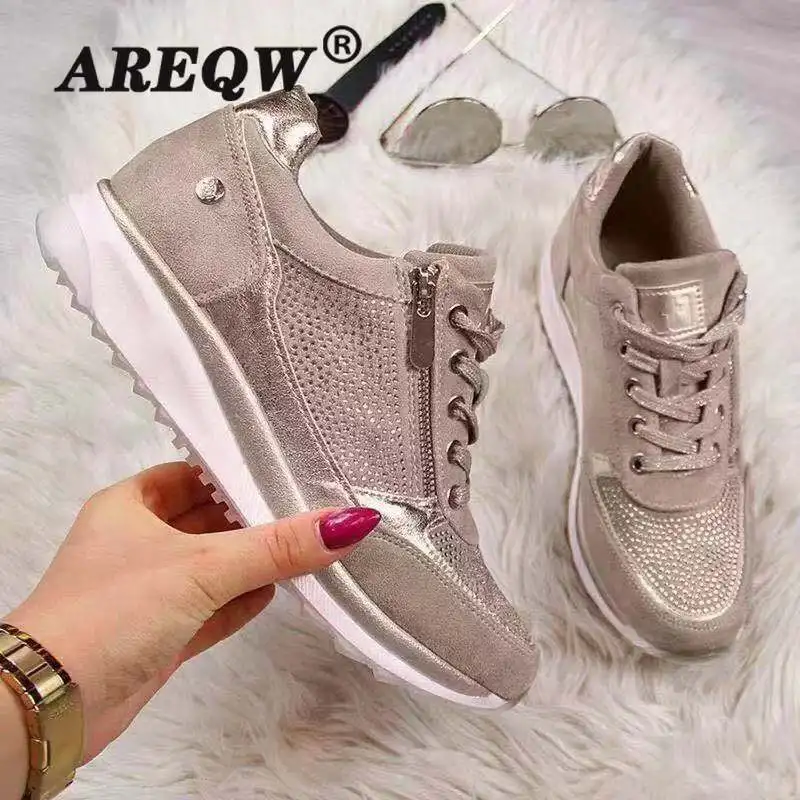 

Women Casual Shoes 2020 New Fashion Wedge Flat Shoes Zipper Lace Up Comfortable Ladies Sneakers Female Vulcanized Shoes